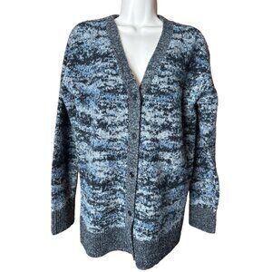 Athleta Sz SP Westlake Textured Cardigan Sweater Gray Fog Camo Fine Merino Wool